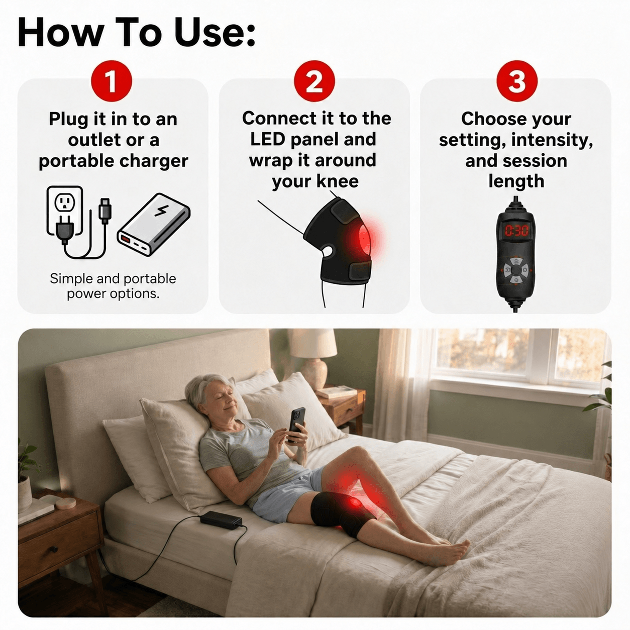 KenRelief Red Light Therapy Knee Wrap